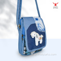 Mei Yi Arts Denim Pony Bolsa Crossbody Flip-Top